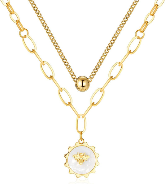 Bee Pendant Layering Necklaces for Women, Popular Items, Bee Necklace, Cute Necklaces, Aesthetic Things, Stackable Necklaces for Women