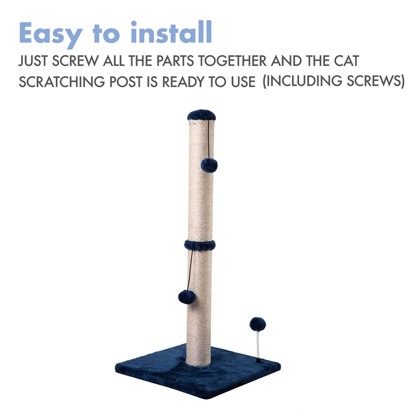 Cat Scratching Post Premium Basics Kitten Scratcher Sisal Scratch Posts with Hanging Ball 22in for Kittens or Smaller Cats (22 inches for Kitten, Beige)