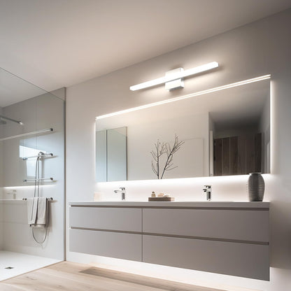 Combuh Modern Bathroom Light Fixtures Over Mirror 16 Inch IP44 9W Chrome Vanity Light Bar for Bathroom Wall Light Fixtures Cool White 6000K