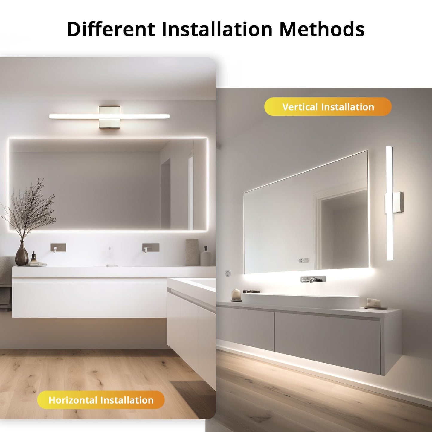 Combuh Modern Bathroom Light Fixtures Over Mirror 16 Inch IP44 9W Chrome Vanity Light Bar for Bathroom Wall Light Fixtures Cool White 6000K