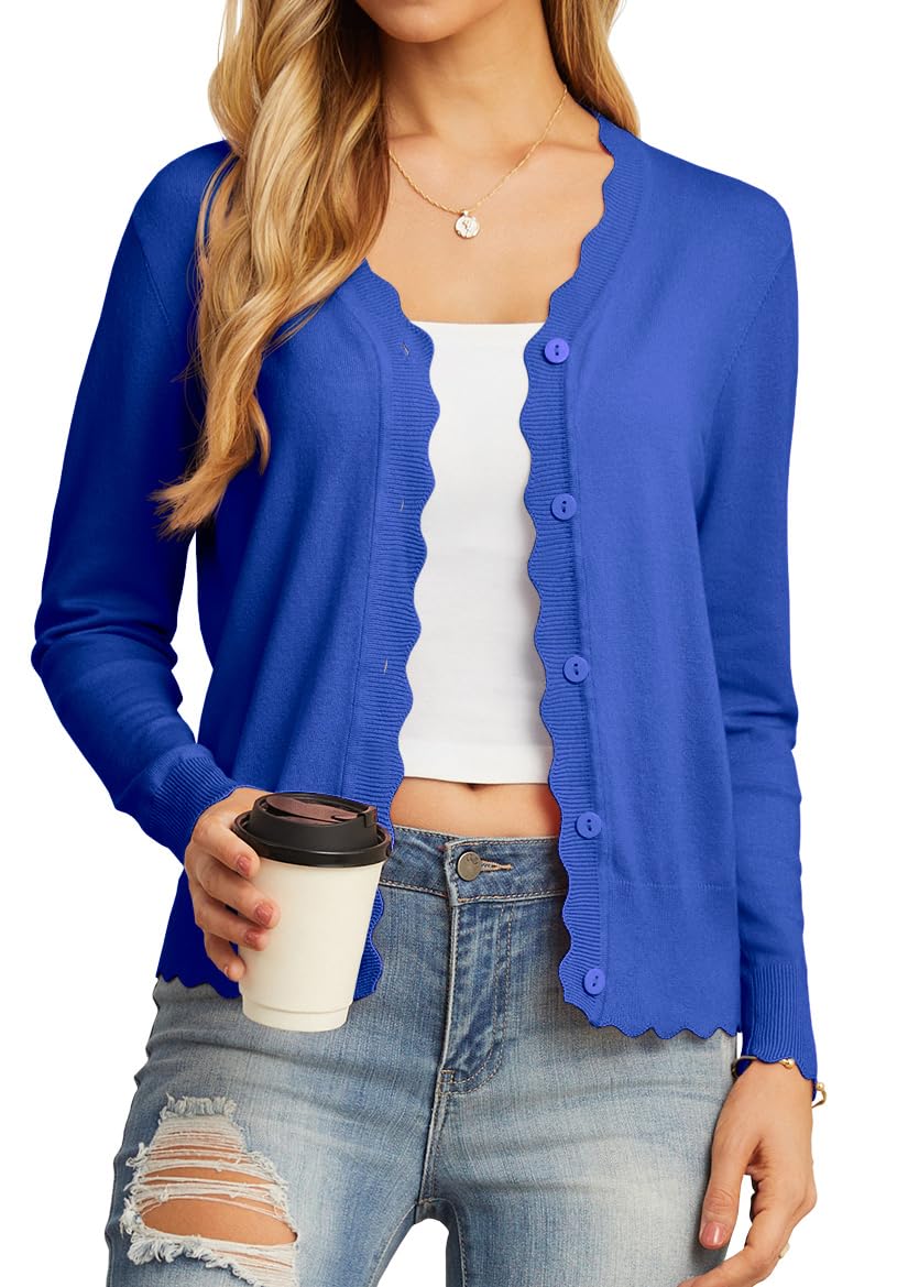 GRECERELLE Women's Long Sleeve V-Neck Button Down Cardigan Knit Shrugs Sweater