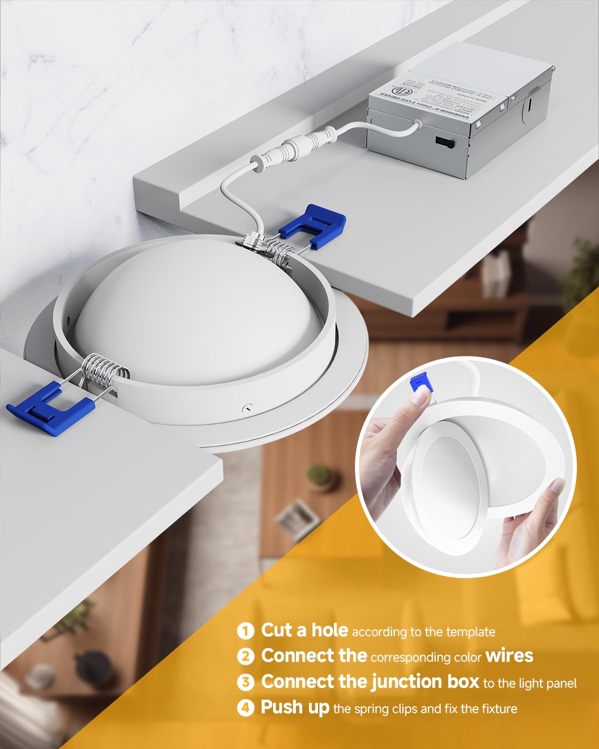 Ensenior 12 Pack 4 inch 5CCT LED Gimbal Led Recessed Light with Junction Box, 360°+90° Adjustable Directional Eyeball Lighting, Dimmable, 2700K/3000K/3500K/4000K/5000K, 950LM, 10W=85W-ETL&FCC