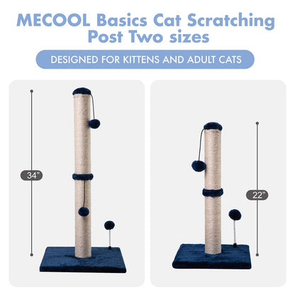 Cat Scratching Post Premium Basics Kitten Scratcher Sisal Scratch Posts with Hanging Ball 22in for Kittens or Smaller Cats (22 inches for Kitten, Beige)