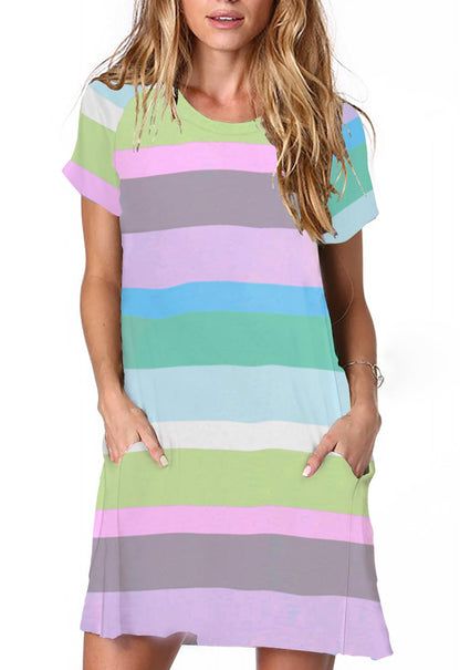 Alaster Women’s Casual Summer T Shirt Dress Loose Short Sleeve Tunic Dress with Pocket for Women