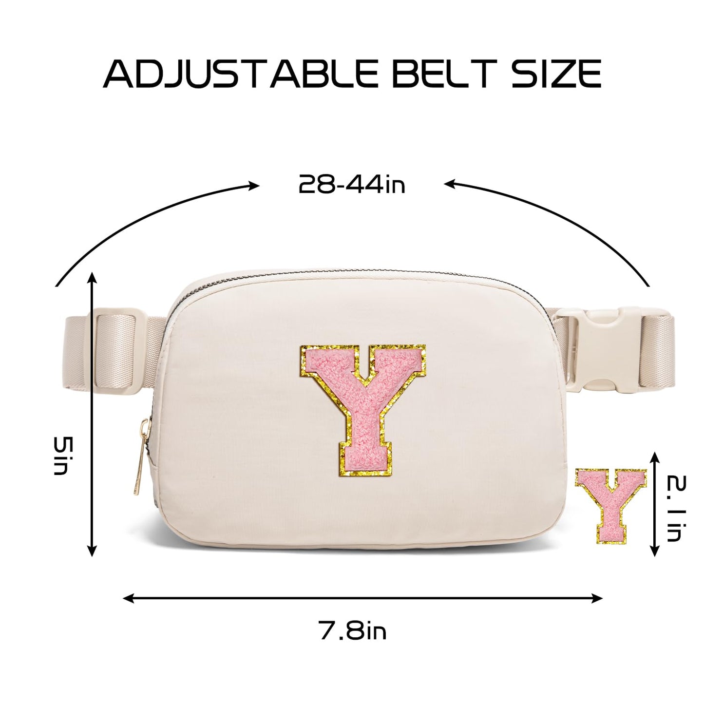 Gitus Belt Bag Fanny Pack Crossbody Bags with Initial Letter Patch Cute Stuff Birthday Gifts for Teenager Girls Cool Stuff for Teens Trendy Preppy Stuff for Teen Girls (Beige-A)