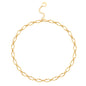 Aobei Pearl 18K Gold Paperclip Chain Choker Satellite Chain Biwa Pearl Pendant Necklace Dainty Jewelry for Women