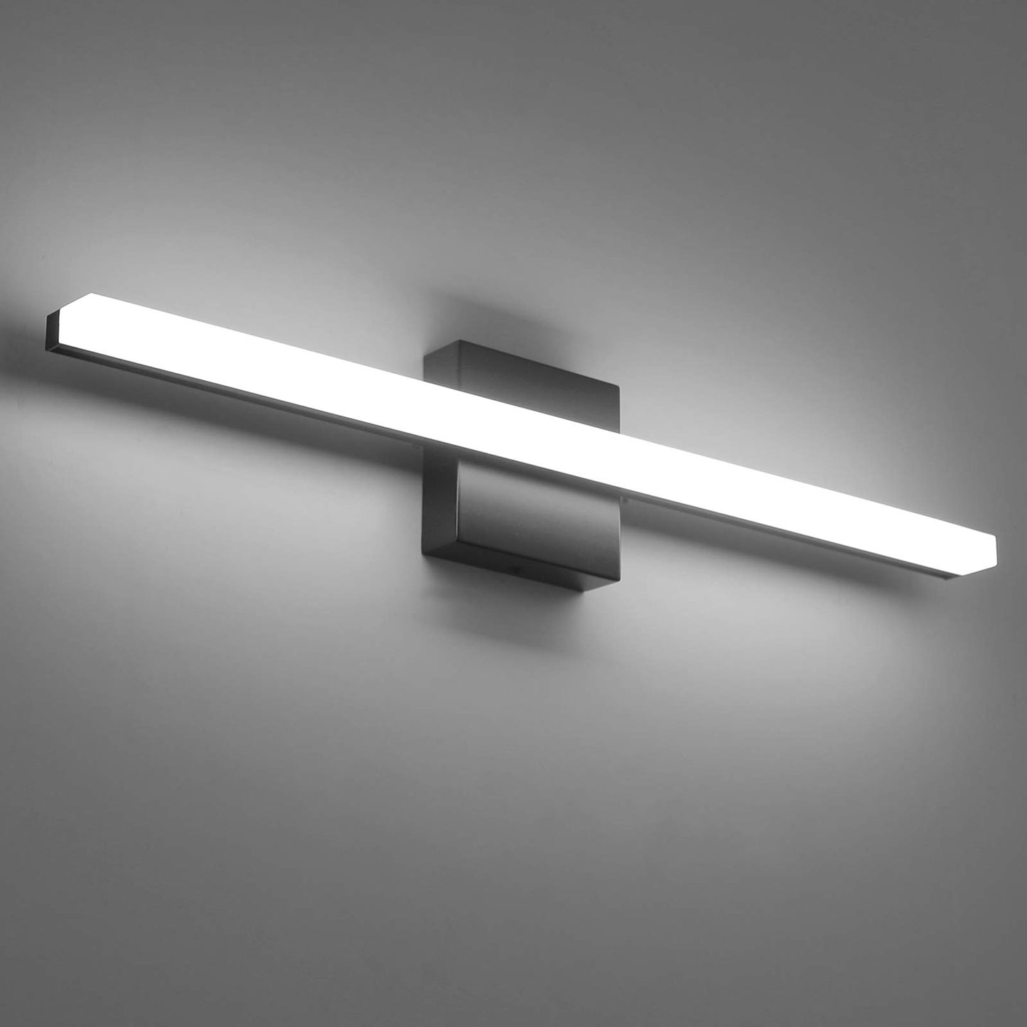 Combuh LED Bathroom Vanity Light Bar 16 Inch 9W Black IP44 Bathroom Light Fixtures Over Mirror Modern Bath Wall Lighting Fixture Sconce Indoor Cool White 6000K