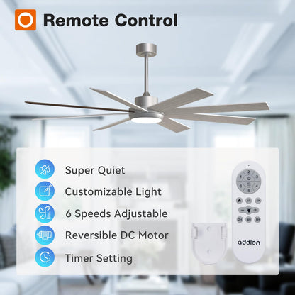 addlon 72 Inch Large Ceiling Fans with Lights, Black Ceiling Fan with Remote Control, Reversible, 5CCT, Dimmable, DC Motor, Modern Ceiling Fan for Living Room, Kitchen, Patio Indoor/Outdoor Use,