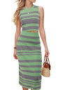 Arach&Cloz Women's Two Piece Sets 2025 Bodycon Dresses Summer Outfits Tank Top and Midi Skirt Suits Sweater