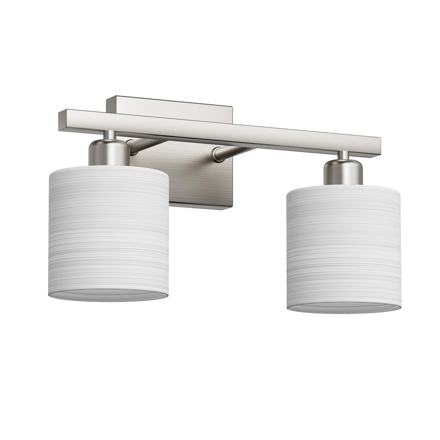 PARTPHONER Bathroom Light Fixtures, Bathroom Lighting Fixtures Over Mirror, Interior Classic Vanity Lights, Modern Bathroom Vanity Light with Textured White Glass Shade, Brushed Nickel, 3-Light