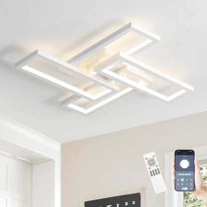 Modern LED Ceiling Light, kitchen light fixtures, Square LED Flush Mount Ceiling Light, APP and Remote Control Dimming with Memory 3000K-6500K for Dining Room, Living Room, Bedroom, Office (White)
