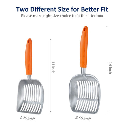 WePet Cat Litter Scoop, Aluminum Alloy Sifter, Kitty Metal Scooper, Deep Shovel, Long Handle, Poop Sifting, Kitten Pooper Lifter, Durable, Heavy Duty, for Litter Box