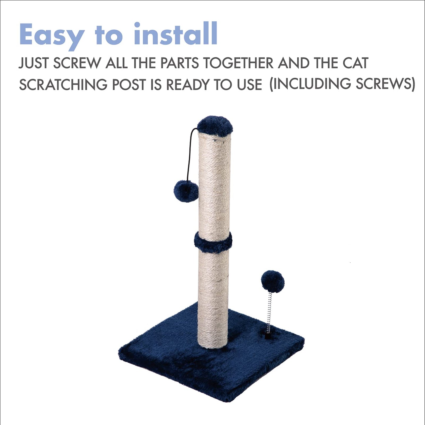 Cat Scratching Post Premium Basics Kitten Scratcher Sisal Scratch Posts with Hanging Ball 22in for Kittens or Smaller Cats (22 inches for Kitten, Beige)