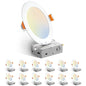 Amico 12 Pack 6 Inch 5CCT Ultra-Thin LED Recessed Ceiling Light with Junction Box, 1050LM Brightness, Dimmable Canless Wafer Downlight, 12W, ETL&FCC