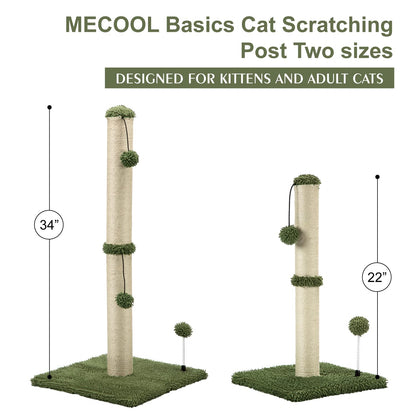 Cat Scratching Post Premium Basics Kitten Scratcher Sisal Scratch Posts with Hanging Ball 22in for Kittens or Smaller Cats (22 inches for Kitten, Beige)