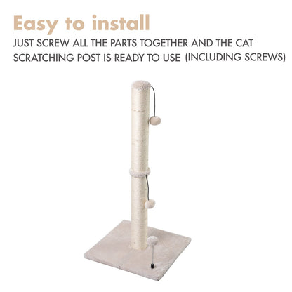 Cat Scratching Post Premium Basics Kitten Scratcher Sisal Scratch Posts with Hanging Ball 22in for Kittens or Smaller Cats (22 inches for Kitten, Beige)