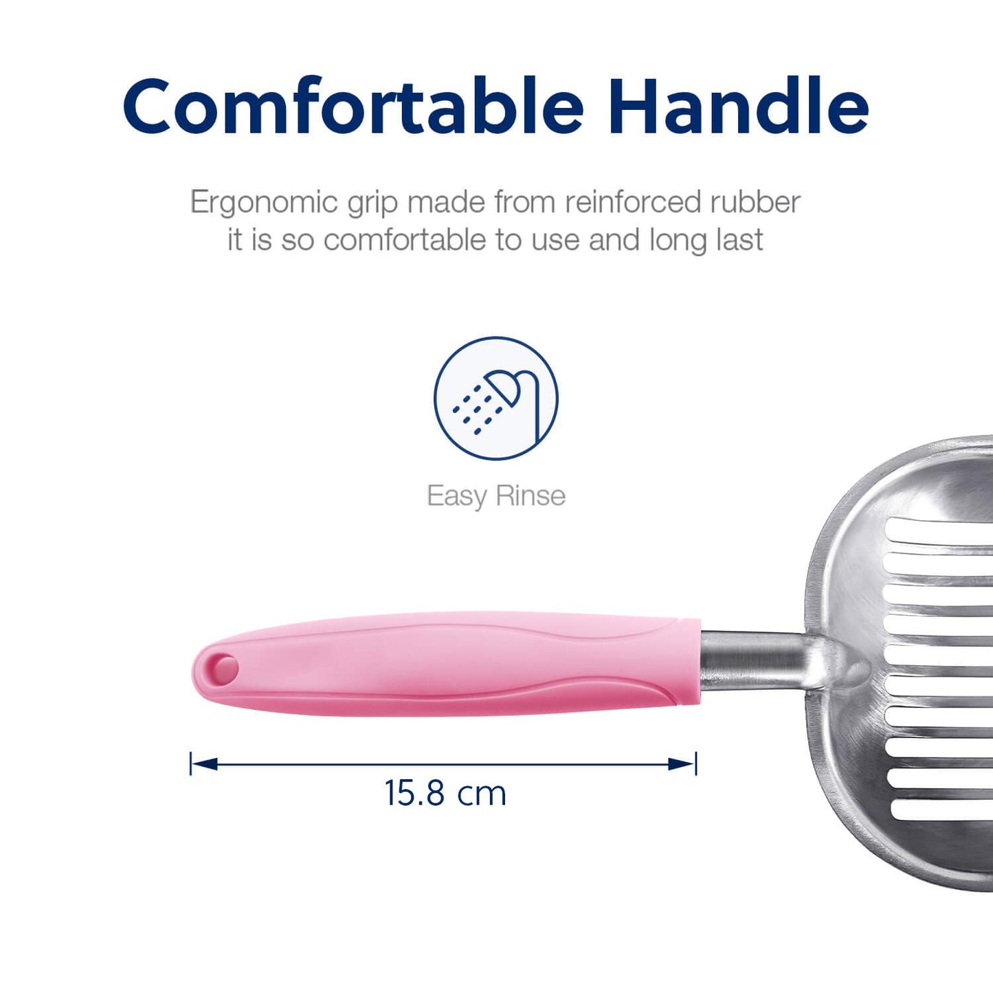 WePet Cat Litter Scoop, Aluminum Alloy Sifter, Kitty Metal Scooper, Deep Shovel, Long Handle, Poop Sifting, Kitten Pooper Lifter, Durable, Heavy Duty, for Litter Box