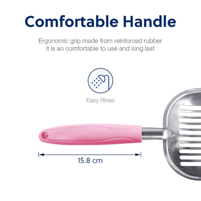 WePet Cat Litter Scoop, Aluminum Alloy Sifter, Kitty Metal Scooper, Deep Shovel, Long Handle, Poop Sifting, Kitten Pooper Lifter, Durable, Heavy Duty, for Litter Box