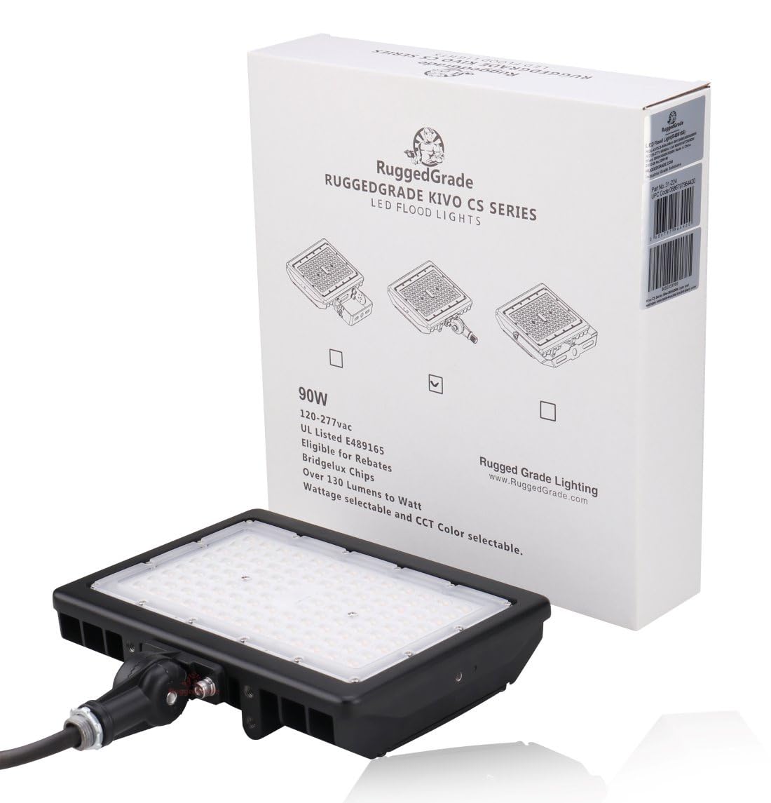 RuggedGrade 120W - Kivo II CS Series LED Floodlight - 17,400 Lumens - Color Selectable 30K/40K/50K - Knuckle Mount
