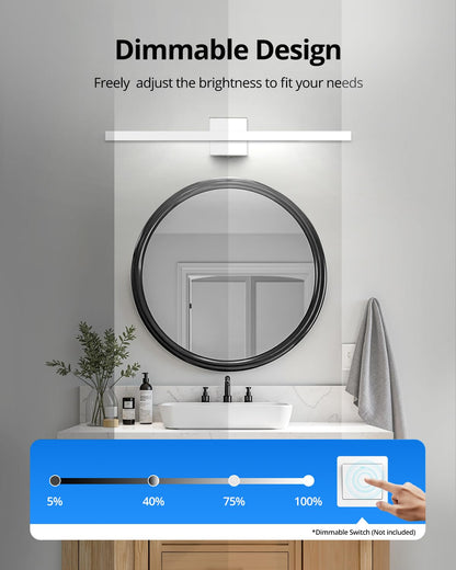 Combuh Modern Bathroom Light Fixtures Over Mirror 16 Inch IP44 9W Chrome Vanity Light Bar for Bathroom Wall Light Fixtures Cool White 6000K