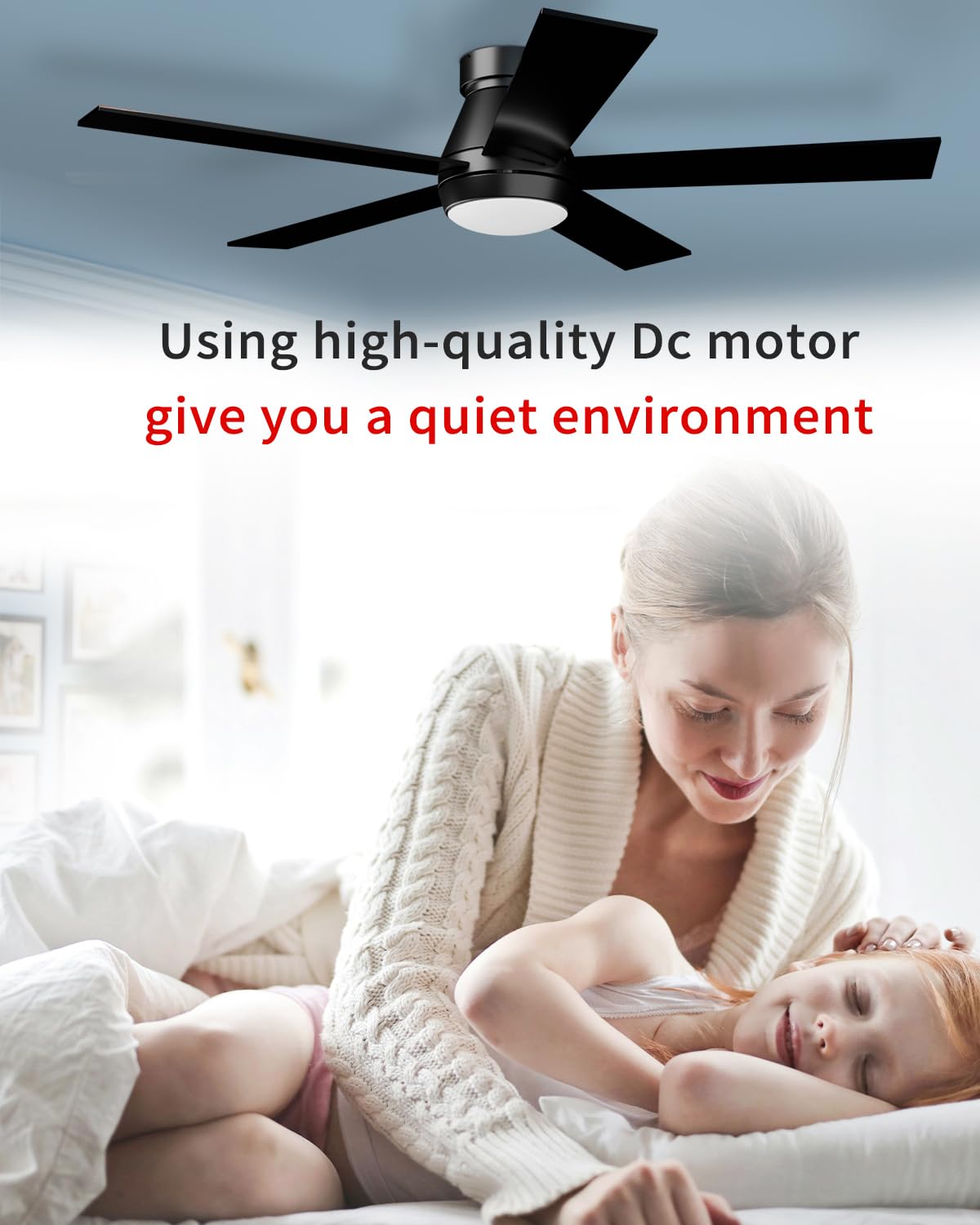 TCL 52" Black Ceiling Fan with Light and Remote, Modern LED 3-Color, Quiet Motor for Bedroom, Living Room, Dining Room, Ceiling Fans with Lights (Black)