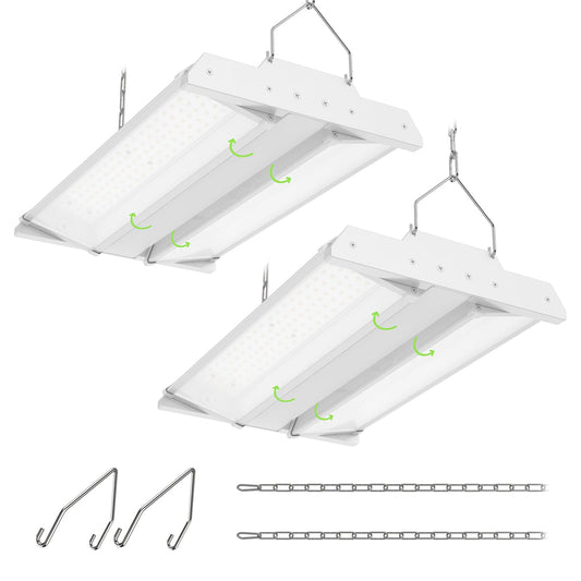 Linear High Bay Led Shop Light 2Pack, 150W 5000K LED High Bay Lights 20250lm 0-10V Dimmable, 135LM/W Hanging Light Fixture for Workshop, Supermarket, Warehouse cETL/DLC Listed