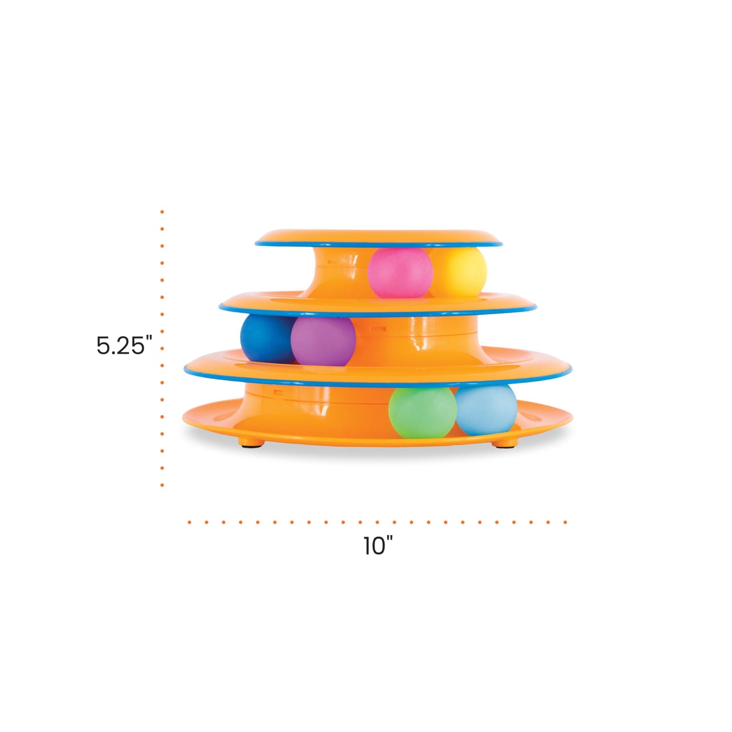 Catstages Tower of Tracks Interactive 3-Tier Cat Track Toy with Spinning Balls, Orange