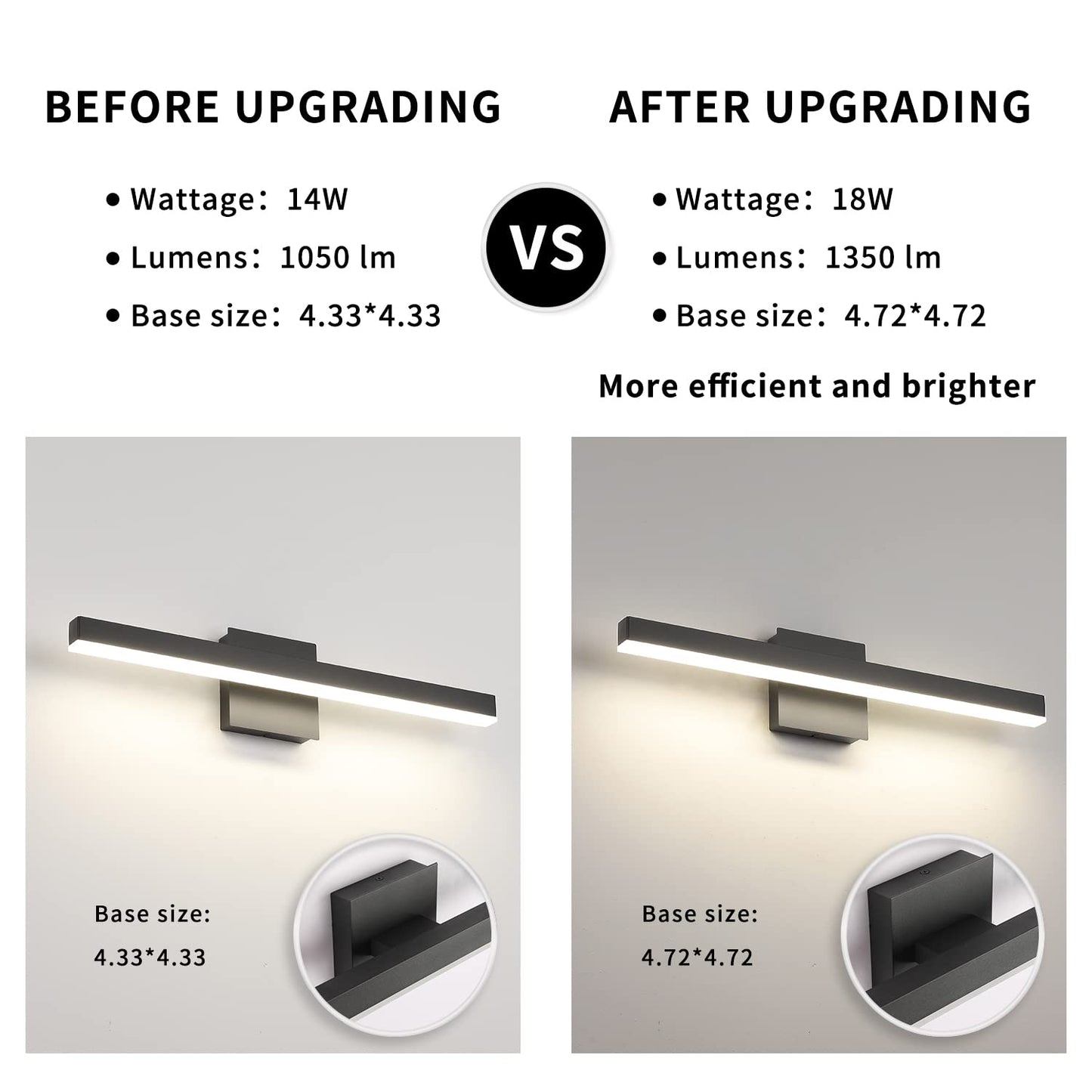 Joossnwell Black Bathroom Vanity Light Fixtures Dimmable 5CCT LED Bathroom Lighting Bar 15.75 Inch Modern Bath Lights Fixture Over Mirror 12W