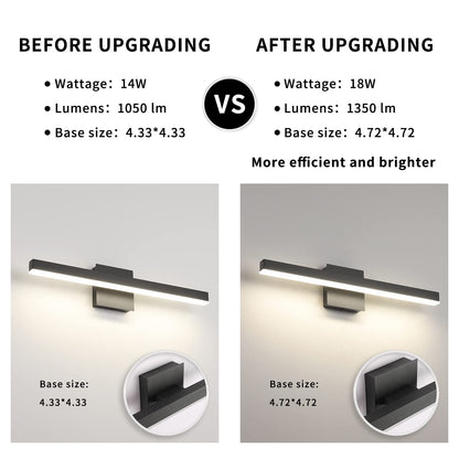 Joossnwell Black Bathroom Vanity Light Fixtures Dimmable 5CCT LED Bathroom Lighting Bar 15.75 Inch Modern Bath Lights Fixture Over Mirror 12W