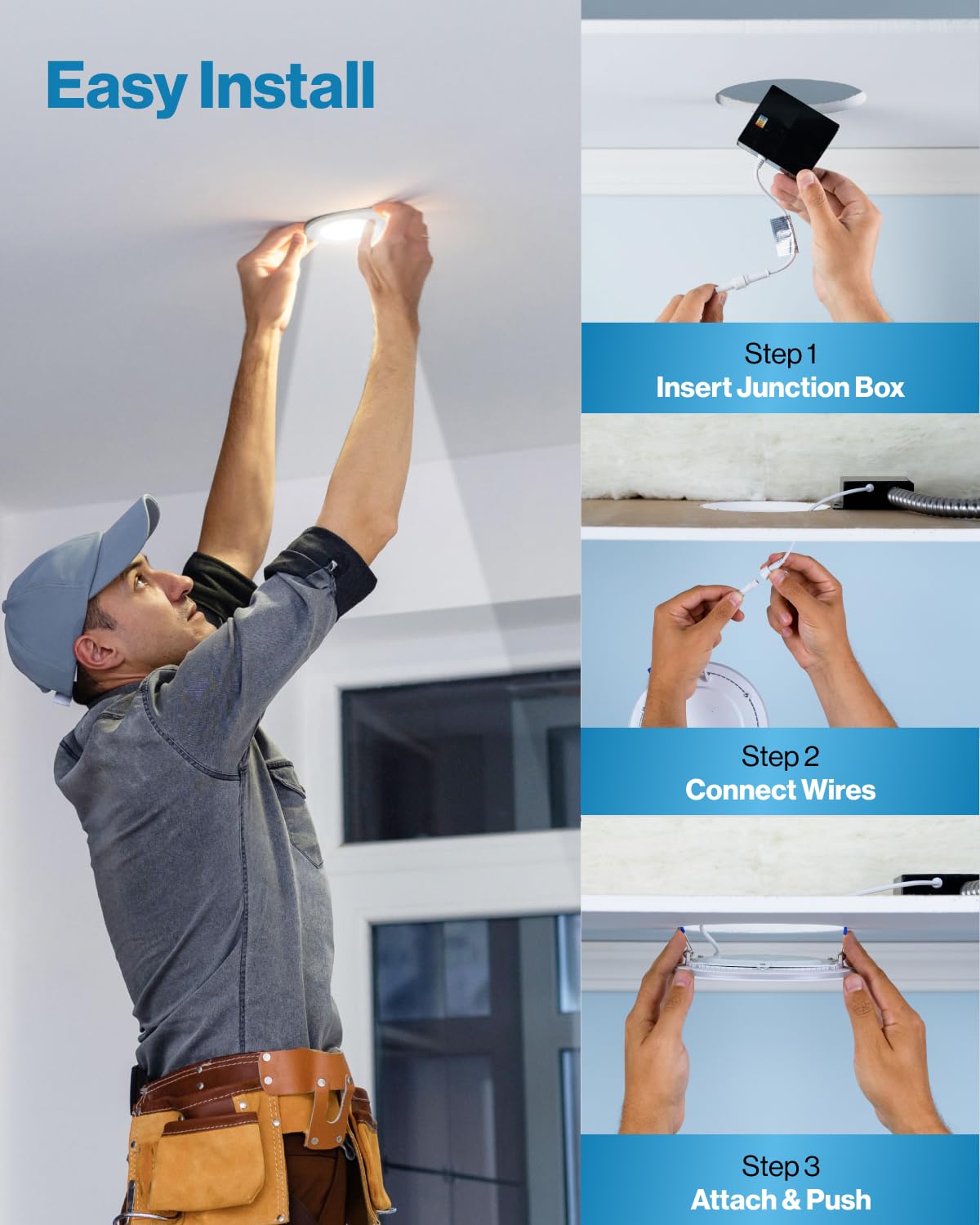 Sunco 24 Pack 6 Inch LED Recessed Light, Canless Ceiling Lights Slim with Junction Box, 850 LM, 14W (100W Equivalent), Selectable CCT 2700K/3000K/4000K/5000K/6000K, Dimmable, Wafer Thin ETL