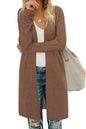 OUGES Women's Open Front Cardigan Shirt with Pockets Long Sleeve Lightweight Coat
