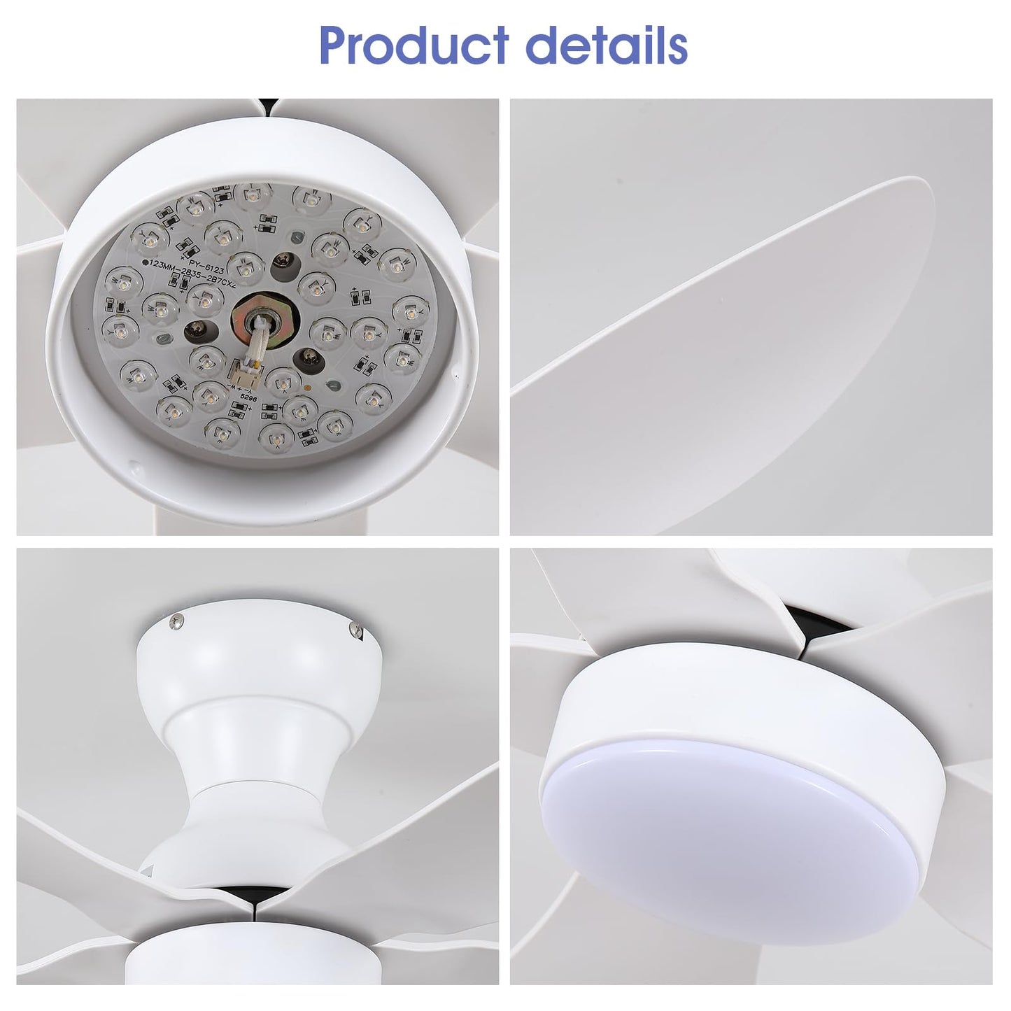 Ceiling Fans with Lights and Remote/APP Control, 30 inch Low Profile Ceiling Fans with 5 Reversible Blades 3 Colors Dimmable 6 Speeds Ceiling Fan for Bedroom Kids Room Dining Room, Black