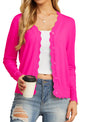 GRECERELLE Women's Long Sleeve V-Neck Button Down Cardigan Knit Shrugs Sweater