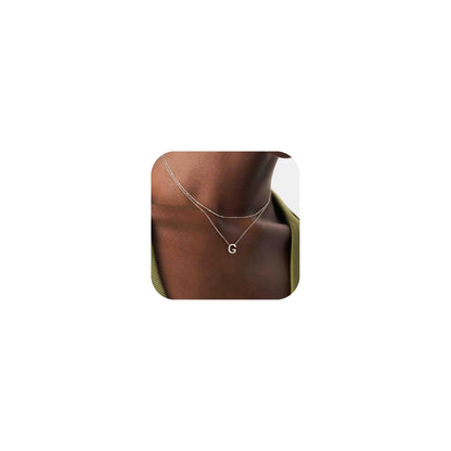 IEFWELL Dainty Initial Necklaces for Women Girls - 14K Gold White Gold Plated Letter A-Z Necklace Simple Choker Chain Necklaces, Layered Gold Jewelry for Women Teen Girls Gifts