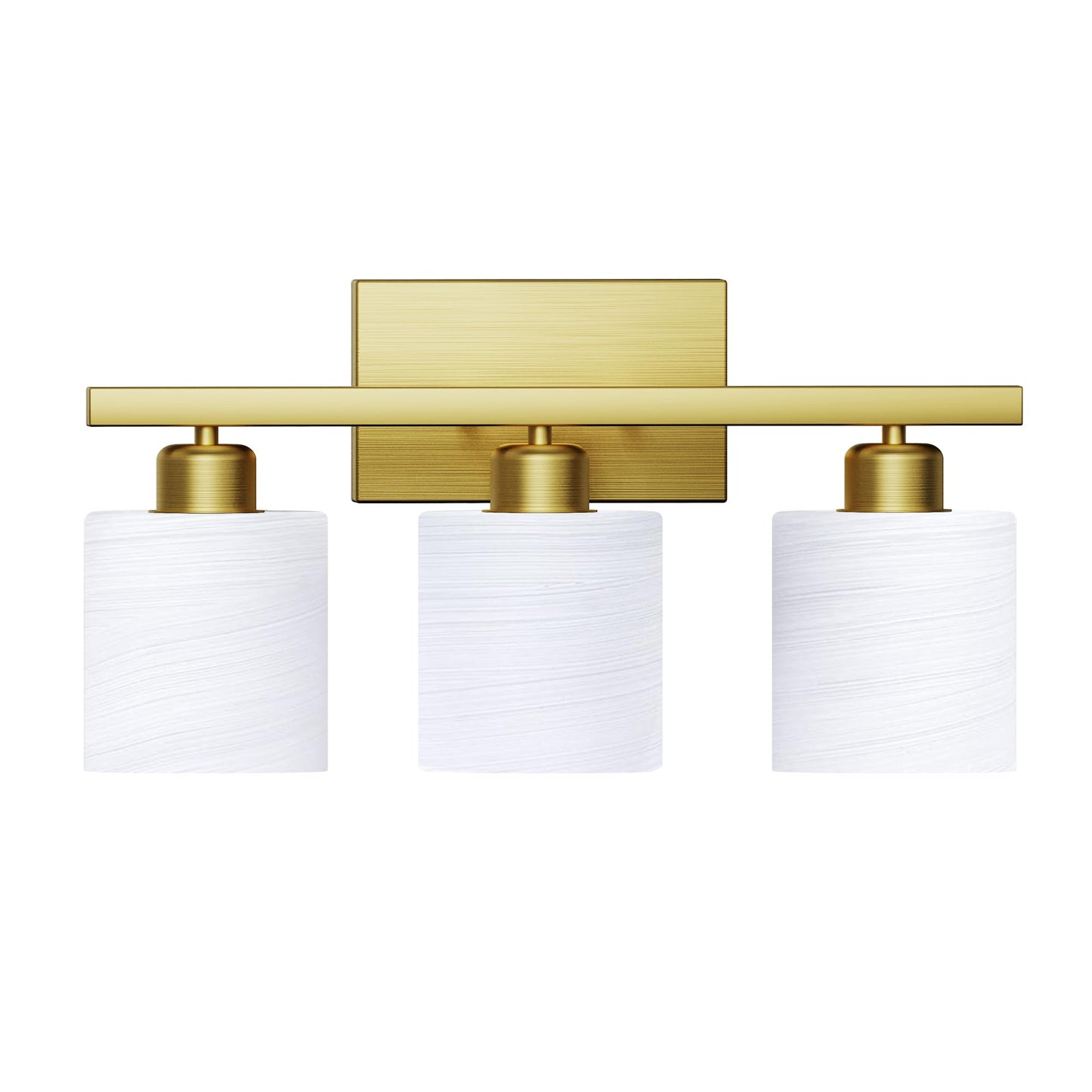 PARTPHONER Bathroom Light Fixtures, Bathroom Lighting Fixtures Over Mirror, Interior Classic Vanity Lights, Modern Bathroom Vanity Light with Textured White Glass Shade, Brushed Nickel, 3-Light