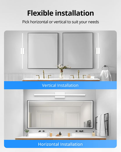 Combuh Modern Bathroom Light Fixtures Over Mirror 16 Inch IP44 9W Chrome Vanity Light Bar for Bathroom Wall Light Fixtures Cool White 6000K