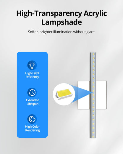 Combuh Modern Bathroom Light Fixtures Over Mirror 16 Inch IP44 9W Chrome Vanity Light Bar for Bathroom Wall Light Fixtures Cool White 6000K