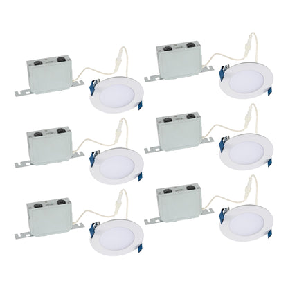 HALO HLB 4-Inch Thin Recessed Indoor/Outdoor Canless LED Downlight w/Selectable Color Temperatures 6-Pack HLB40699FS1EMWR-6PK