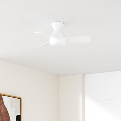 Amico Ceiling Fans with Lights, 42 inch Low Profile Ceiling Fan with Light and Remote Control, Flush Mount, Reversible, 3CCT, Dimmable, Noiseless, White Ceiling Fan for Bedroom, Indoor/Outdoor Use