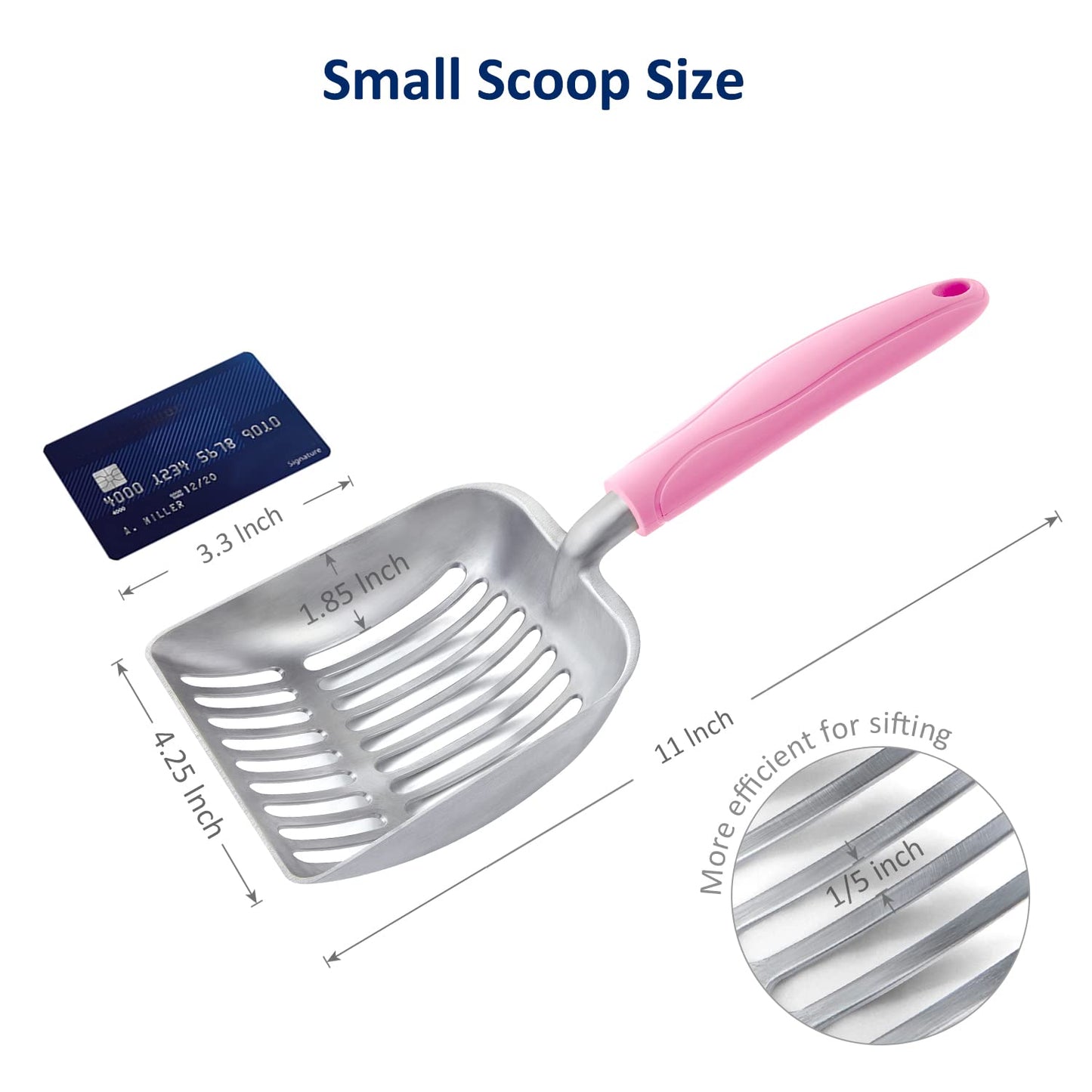 WePet Cat Litter Scoop, Aluminum Alloy Sifter, Kitty Metal Scooper, Deep Shovel, Long Handle, Poop Sifting, Kitten Pooper Lifter, Durable, Heavy Duty, for Litter Box