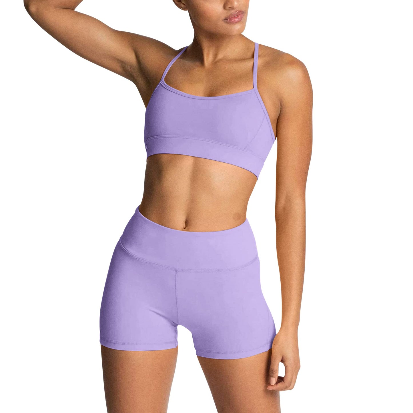 IWEMEK Women's Workout Sets 2 Piece Yoga Outfits High Waisted Biker Shorts and Cross Back Sports Bra Gym Set