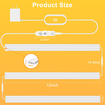Maylit Under Cabinet Lights Plug in, 3 Pcs 12 Inch Ultra Thin Under Cabinet Lighting, Super Bright Daylight White Under Counter Lights for Kitchen, Dimmable Light for Cabinet, Counter, Workbench, Desk