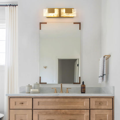 LED Bathroom Vanity Light: 24 inch Brushed Gold Acrylic Modern Lighting Fixtures - 3 Lights Contemporary Smoke Design Wall Lights Fixture Over Mirror 3000K