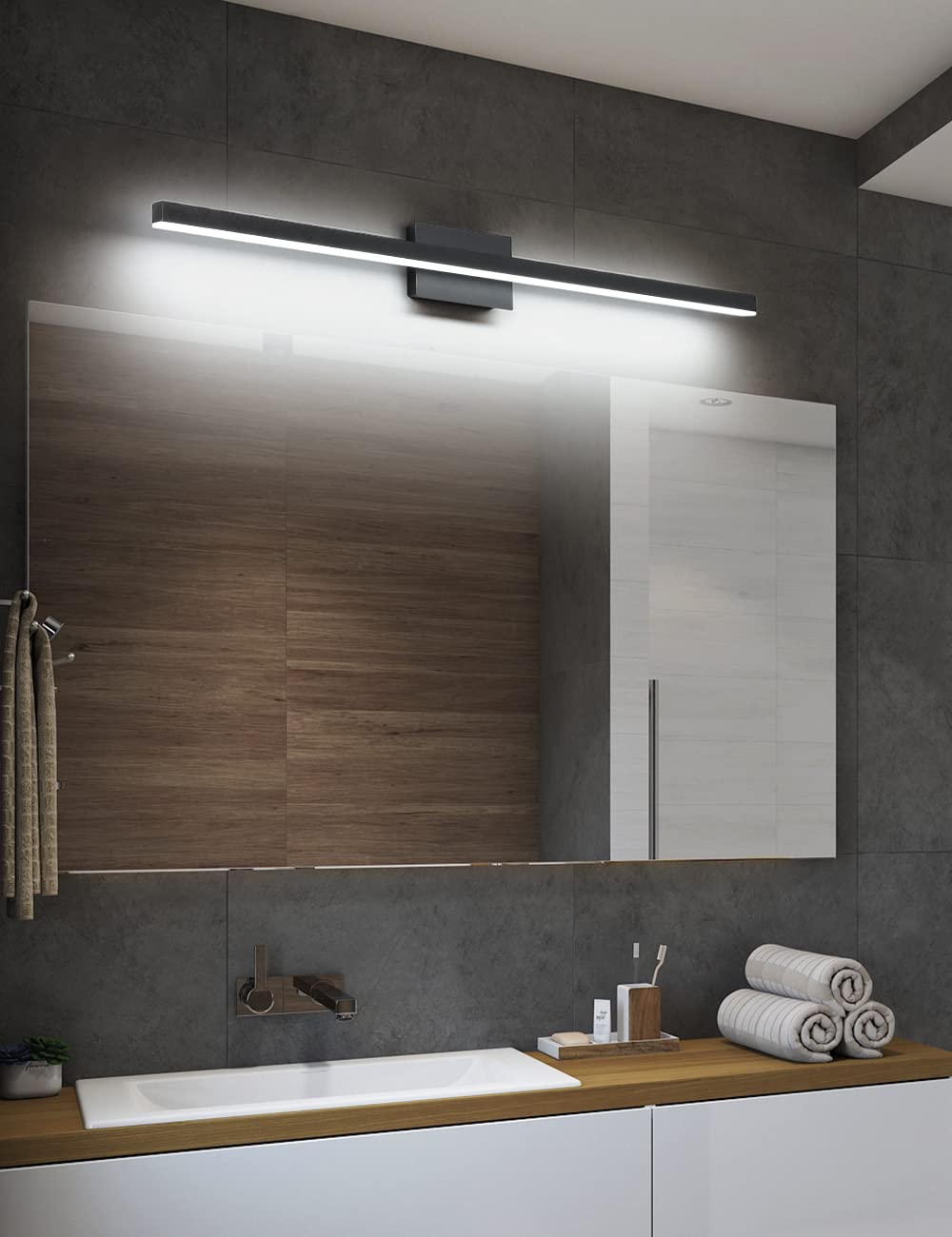 Joossnwell Black Bathroom Vanity Light Fixtures Dimmable 5CCT LED Bathroom Lighting Bar 15.75 Inch Modern Bath Lights Fixture Over Mirror 12W