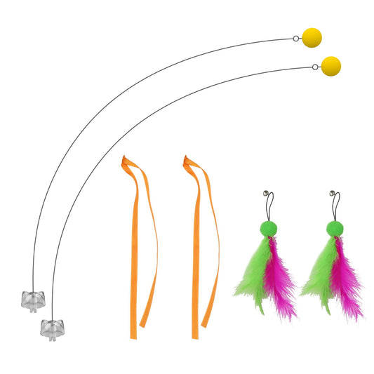 Interactive Cat Toys Cat Exercise Tumbler, Rechargeable Cat Toys for Indoor Cats Spin Butterfly Game Teasing Kitty, Extra Long Feather Wand (P33 cat Toys)