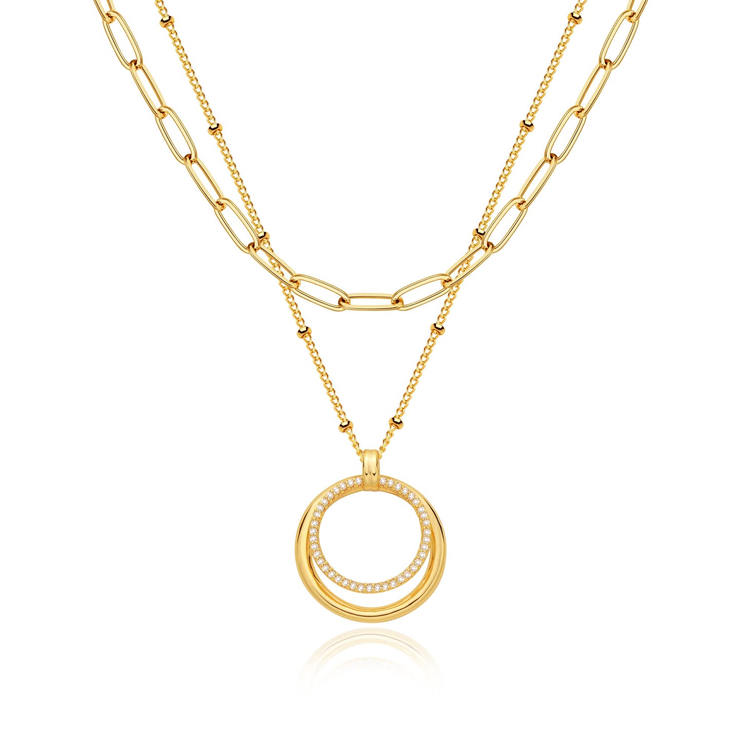 MEVECCO Layered Heart Necklace Pendant Handmade 18k Gold Plated Dainty Gold Choker Arrow Bar Layering Long Necklace for Women