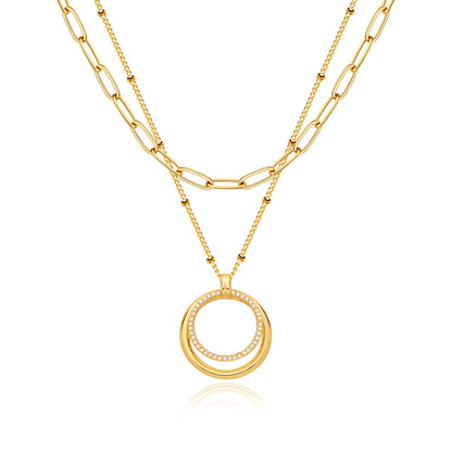 MEVECCO Layered Heart Necklace Pendant Handmade 18k Gold Plated Dainty Gold Choker Arrow Bar Layering Long Necklace for Women