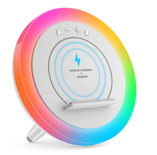 Bluetooth Speaker with Lights, Wireless Charging Speaker, Best Birthday Gift Ideas Teenage,Applicable for Bedroom/Teen Girl Gifts/Please use The Original Adapter(5W Wireless Charging)