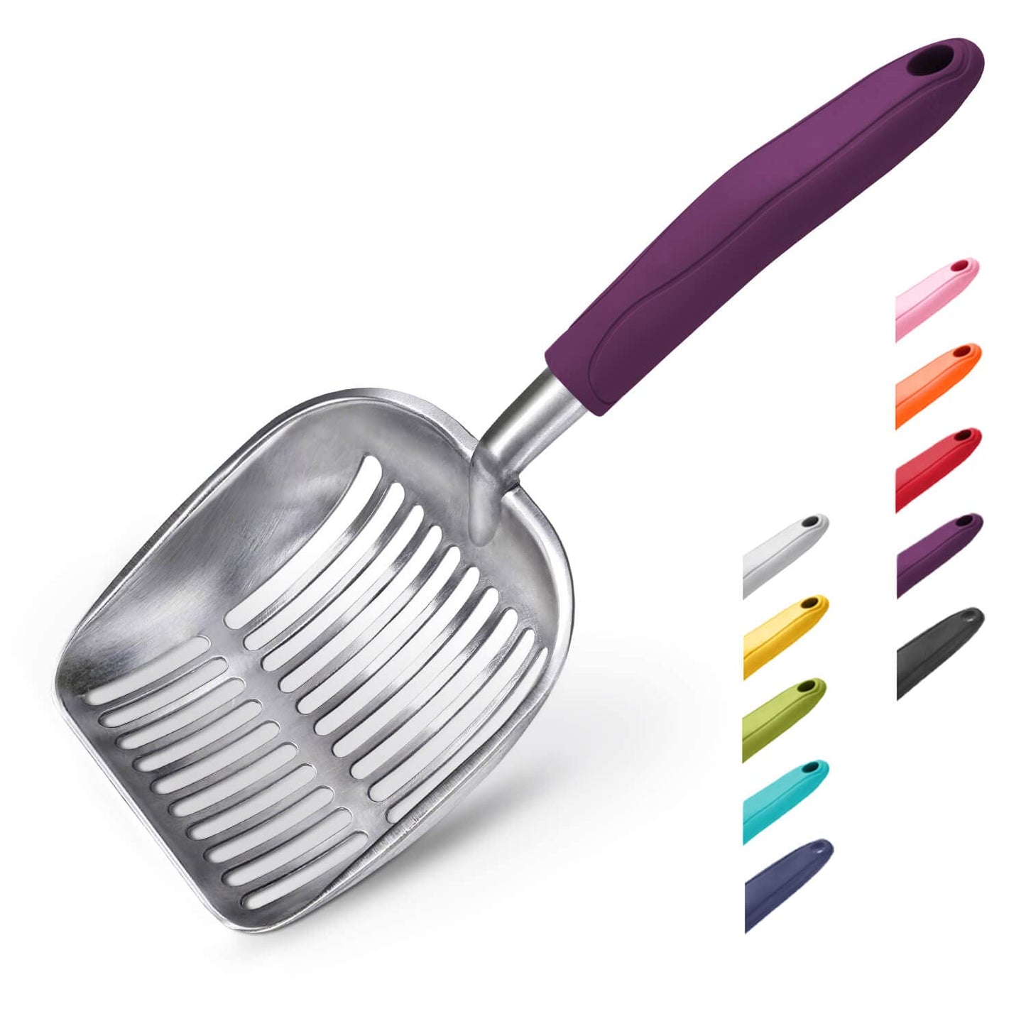 WePet Cat Litter Scoop, Aluminum Alloy Sifter, Kitty Metal Scooper, Deep Shovel, Long Handle, Poop Sifting, Kitten Pooper Lifter, Durable, Heavy Duty, for Litter Box