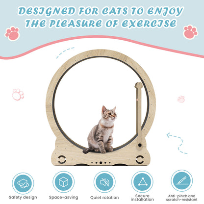 Indoor cat treadmill with carpet, tear device and latch natural wood, 39.4 inches long x 13.2 inches wide x 41.3 inches high
